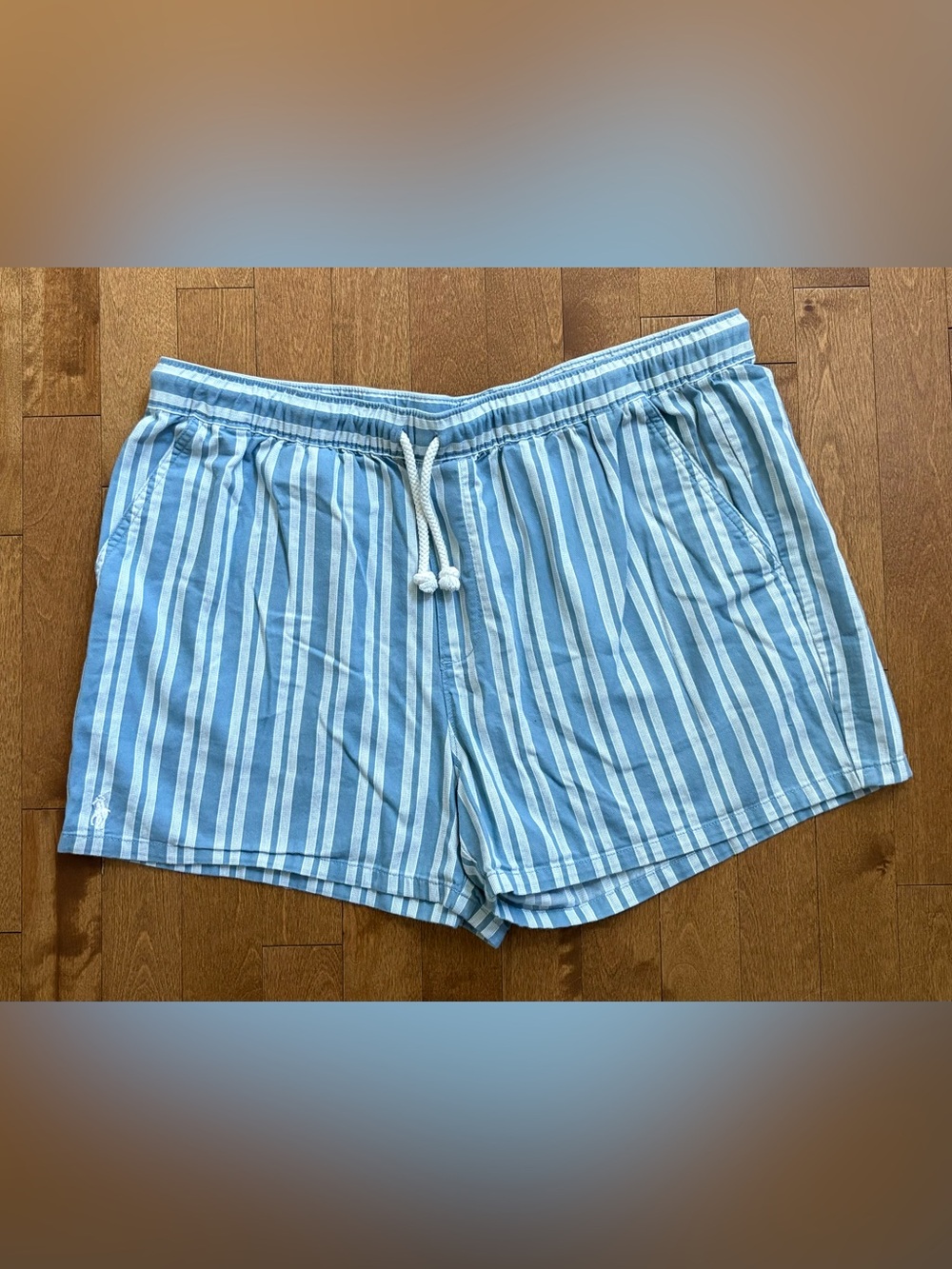 POLO RALPH LAUREN Blue & White Striped Prepster Shorts - Size Large